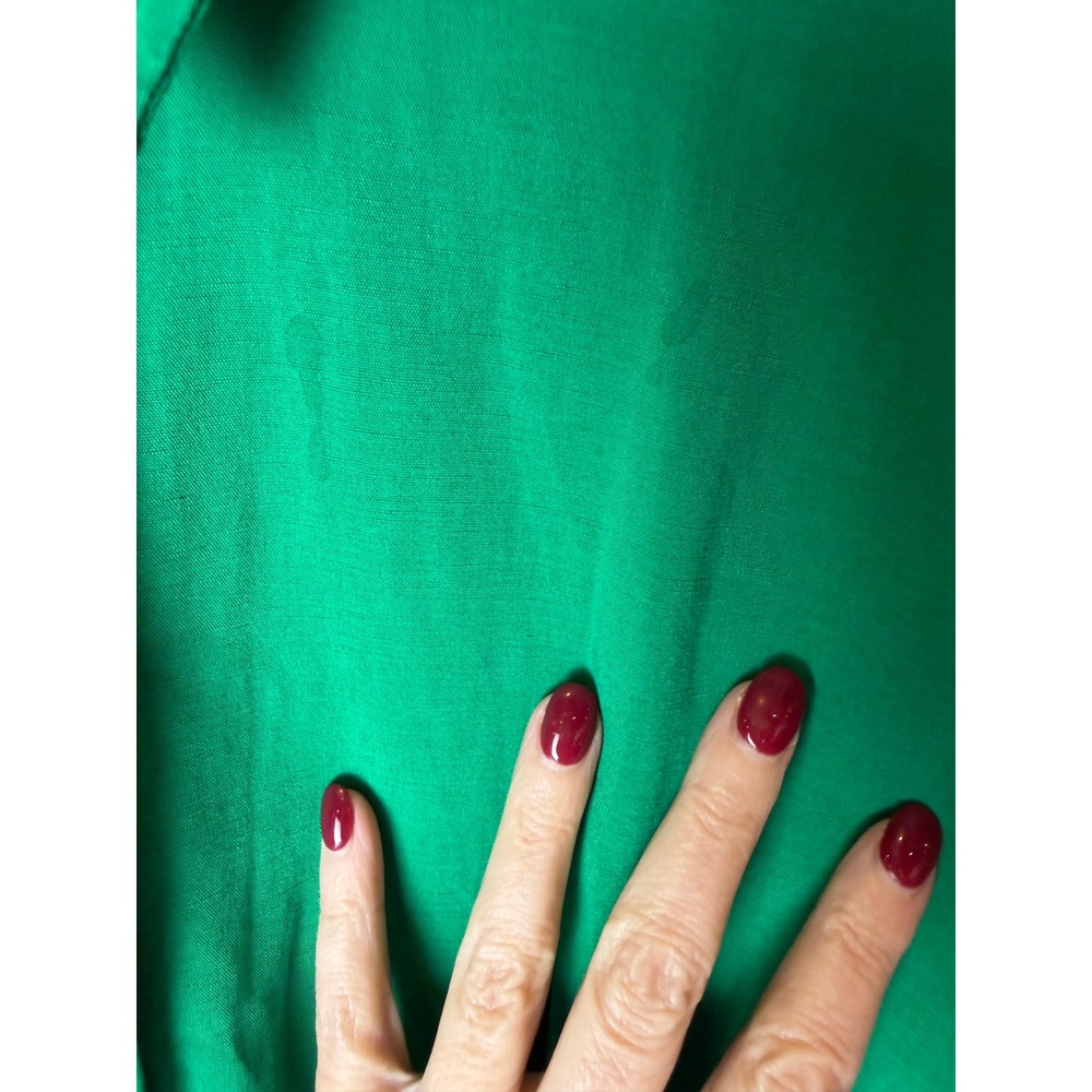 MNG Jumpsuit Women Small Green Linen Blend Collared‎ Wide Leg Jumpsuit Utility - Picture 11 of 14